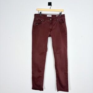 Brax Chuck Modern Fit Jeans Burgundy Straight Leg Casual Size 33x32 Actual 31x31
